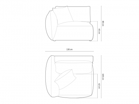 Modul pentru canapea Chris cu tapiterie din catifea [4]