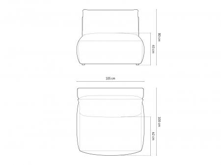 Modul pentru canapea Chris cu tapiterie din catifea [4]
