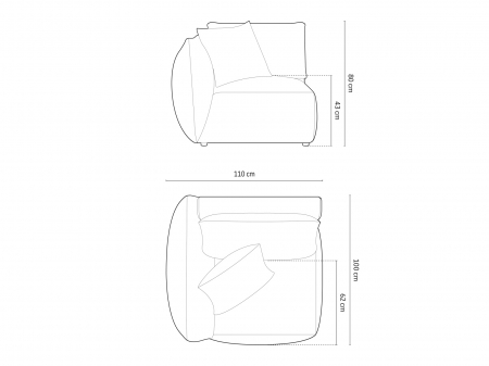 Modul pentru canapea Chris cu tapiterie din catifea [4]
