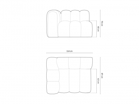 Modul pentru canapea Lupine cu tapiterie din catifea, corai [5]