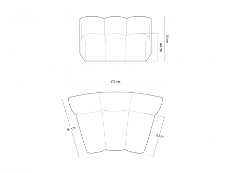 Modul semirotund pentru canapea Lupine cu tapiterie din tesatura structurala, teracota [5]