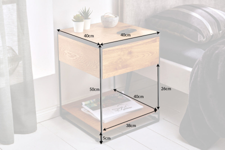 Noptieră SCORPION 40cm stejar sălbatic natural [9]