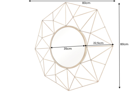 Oglindă de perete DIAMOND 80 cm, alamă [7]