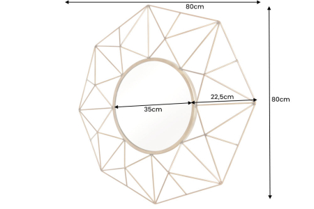 Oglindă de perete DIAMOND L 80 cm fier auriu [10]