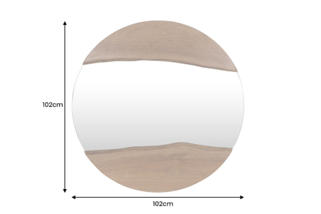 Oglindă de perete LIVING EDGE 100 cm rotundă, cu margini naturale, din lemn de salcâm maro [9]