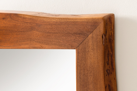Oglindă de perete MAMMUT 100 cm din lemn de salcâm maro cu margini naturale [7]