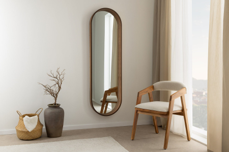 Oglindă de perete PORTRAIT 165 cm, furniruită cu lemn de nuc [4]