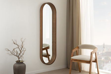 Oglindă de perete PORTRAIT 165 cm, furniruită cu lemn de nuc [6]