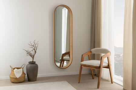 Oglindă de perete PORTRAIT 165 cm, furniruită cu lemn de stejar [6]