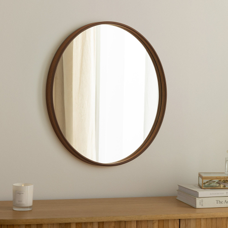 Oglindă de perete PORTRAIT 70 cm rotundă, furniruită cu lemn de nuc [6]