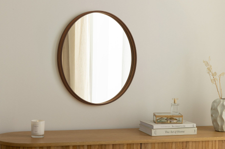 Oglindă de perete PORTRAIT 70 cm rotundă, furniruită cu lemn de nuc [2]