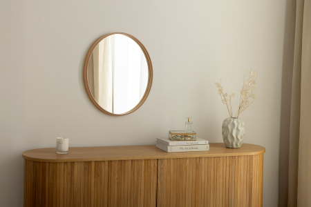 Oglindă de perete PORTRAIT 70 cm rotundă, furniruită cu lemn de stejar [3]