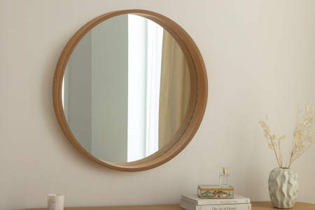 Oglindă de perete PORTRAIT 70 cm rotundă, furniruită cu lemn de stejar [2]