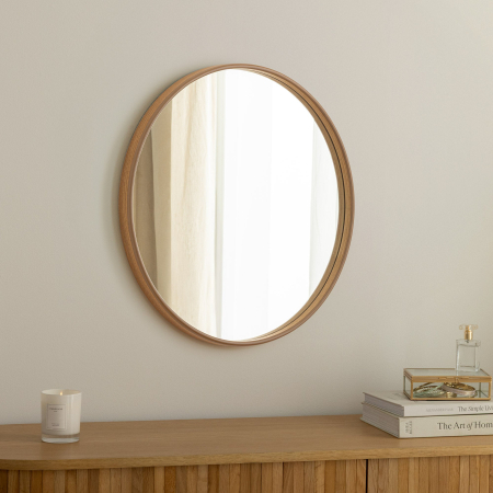 Oglindă de perete PORTRAIT 70 cm rotundă, furniruită cu lemn de stejar [6]