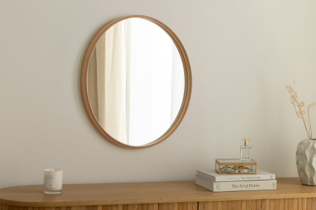 Oglindă de perete PORTRAIT 70 cm rotundă, furniruită cu lemn de stejar [2]