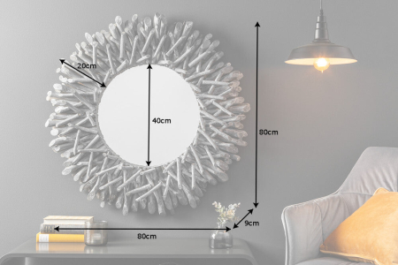 Oglindă de perete RIVERSIDE 80 cm, gri lemn de plajă [6]