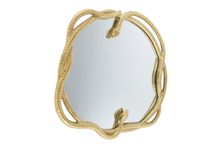 Decorațiuni - Oglindă de perete SNAKE XL 85 cm aurie cu element decorativ în formă de șarpe