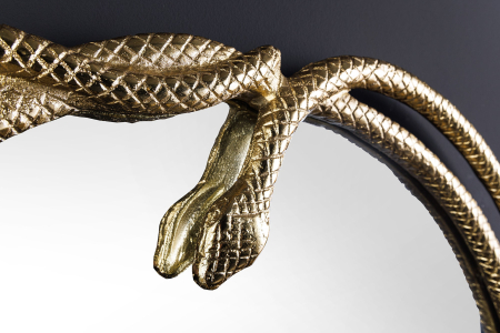 Oglindă de perete SNAKE XL 85 cm aurie cu element decorativ în formă de șarpe [7]
