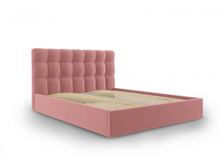 Paturi - Pat Phaedra Pink cu tapițerie din catifea 140x200