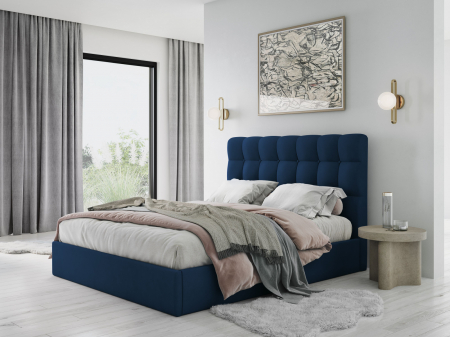 Pat Phaedra Royal Blue cu tapițerie din catifea 140x200 [4]