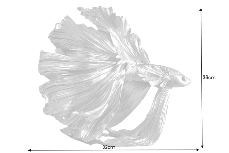 Pește decorativ CROWNTAIL 35 cm din poliresină argintie [7]
