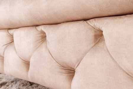 Puf Modern Barock cu tapiterie din catifea si lemn de pin, bej deschis [7]