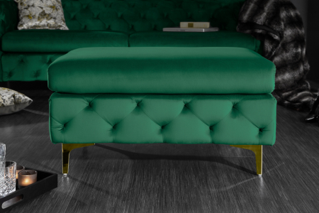 Puf Modern Barock cu tapiterie din catifea si lemn de pin, verde [2]