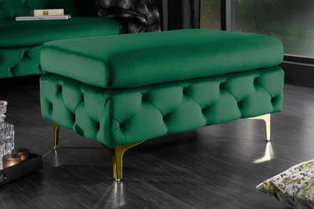 Puf Modern Barock cu tapiterie din catifea si lemn de pin, verde [1]