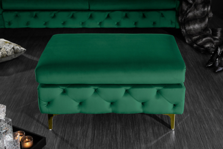 Puf Modern Barock cu tapiterie din catifea si lemn de pin, verde [3]