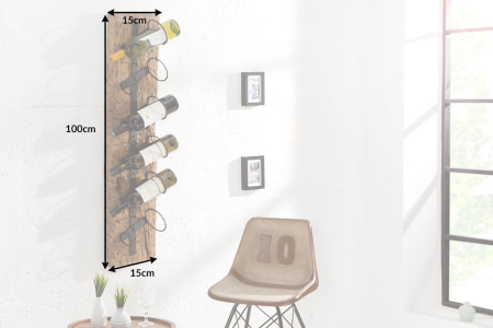 Raft de perete pentru vin EUPHORIA BARRACUDA din lemn masiv de tec, 100 cm [4]