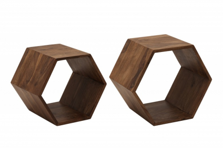 Biblioteci & rafturi - Raft hexagonal din lemn Sheesham