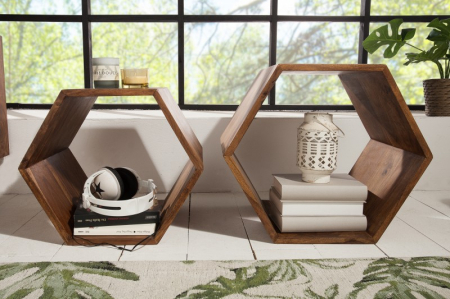 Raft hexagonal din lemn Sheesham [2]