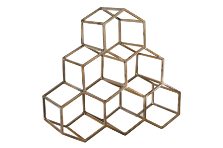 Decorațiuni - Raft pentru vin HONEYCOMB 35 cm pentru 6 sticle, auriu