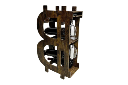 Raft pentru vinuri Half BITCOIN 70 cm, pin natural [5]