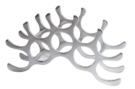 Decorațiuni - Raft pentru vinuri pentru 10 sticle, aluminiu argintiu