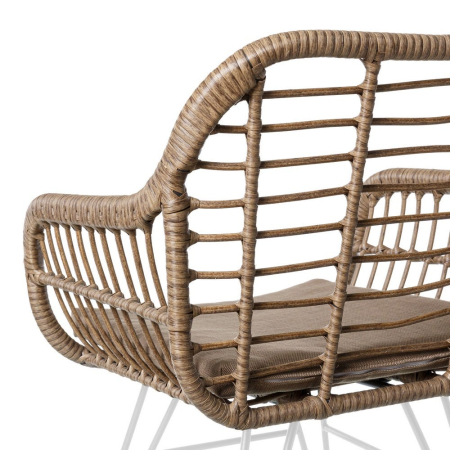 Scaun de exterior din rattan si cadru din oțel alb 57 x 62 x 80 cm [1]