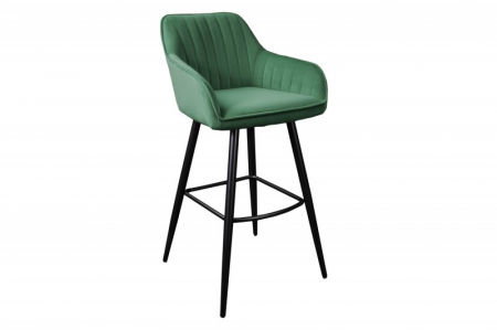 Scaune bar - Set 2 scaune bar Turin verde din catifea și cadru metalic, 102 cm