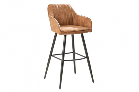 Livrare rapida - Set 2 scaune bar Turin maro din microfibră și cadru metalic, 102 cm
