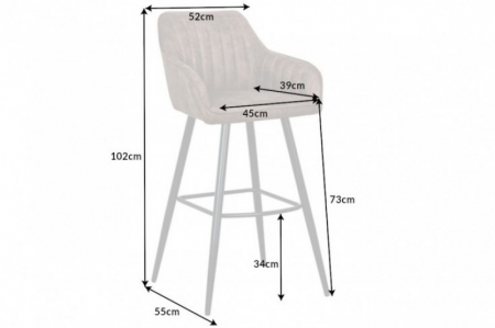 Set 2 scaune bar Turin grej din microfibră și cadru metalic, 102 cm [6]