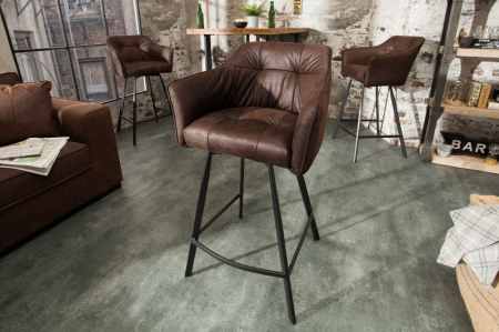 Scaun bar Loft maro din microfibră și cadru metalic, 100 cm [1]