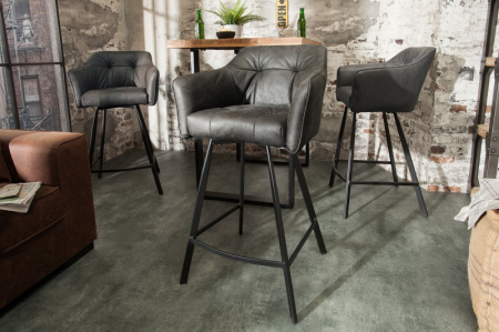 Scaun bar Loft gri din microfibră și cadru metalic, 100 cm [1]
