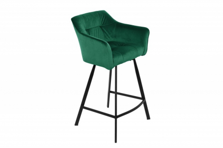 Scaun bar Loft verde din catifea și cadru metalic, 100 cm [0]