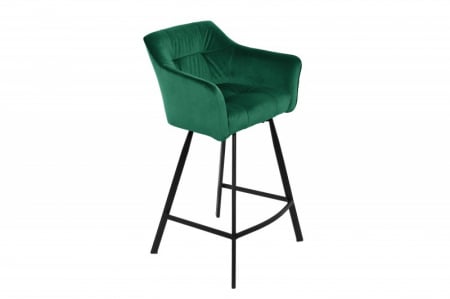 Scaun bar Loft verde din catifea și cadru metalic, 100 cm [0]
