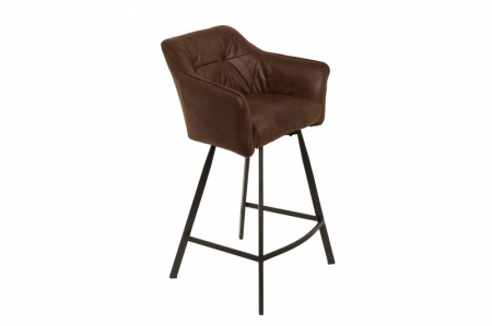 Scaune bar - Scaun bar Loft maro din microfibră și cadru metalic, 100 cm
