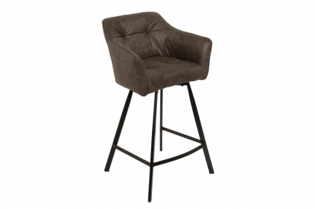 Scaun bar Loft gri închis din microfibră și cadru metalic, 100 cm [0]