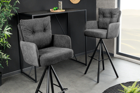 Scaun bar rotative BIG GEORGE din catifea antracit  [2]