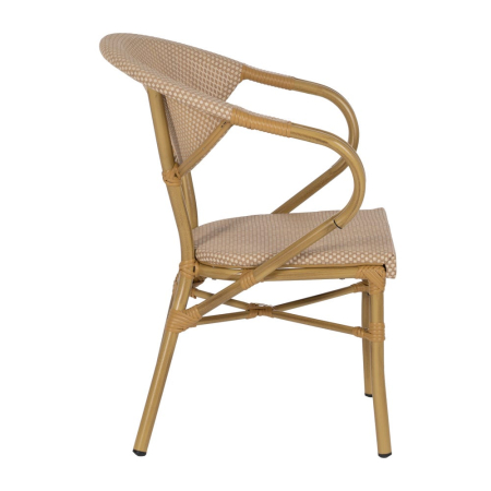 Scaun de exterior bej din aluminiu și textilena 57 x 58,50 x 82 cm [3]