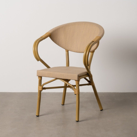 Mobilier Gradina - Scaun de exterior bej din aluminiu și textilena 57 x 58,50 x 82 cm