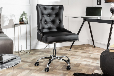 Scaun birou negru ajustabil din piele Victorian [1]
