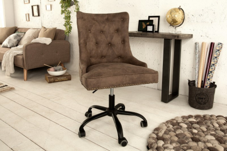 Scaune & fotolii - Scaun birou maro ajustabil din microfibra Victorian